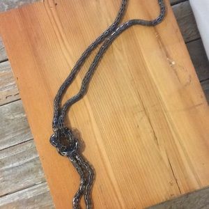 Unique matte silver knot necklace
